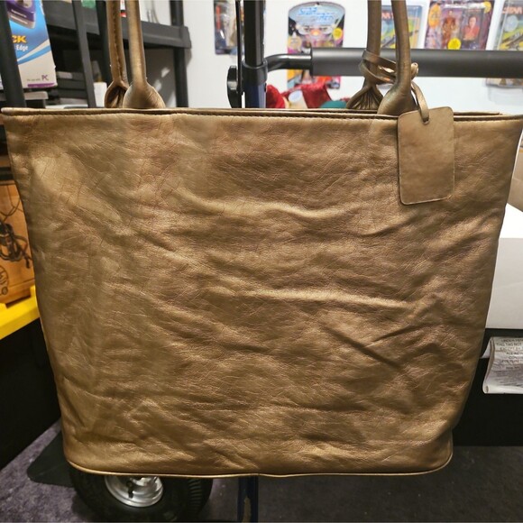 Neiman Marcus Antique Gold Faux Leather 100 Year Anniversary 1907-2007 Tote Bag - Picture 1 of 4